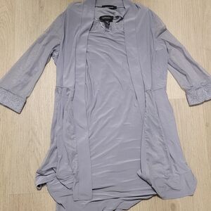 R&M Richards Lavender Gray Embellished Neckline Strapples Dress Cardigan Size S